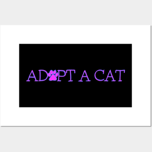 Adopt A Cat Purple Paw Pad Posters and Art